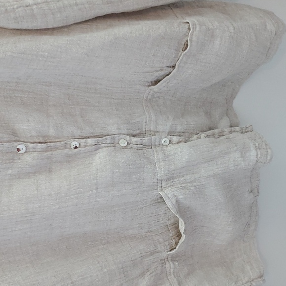 Pure Jill Linen Button Front Gauzy Crinkle Top Size Medium - Picture 2 of 7